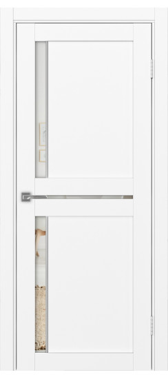 Межкомнатная дверь Турин_523АПП.221 молдинг алюм.хром.60  Белый снежный