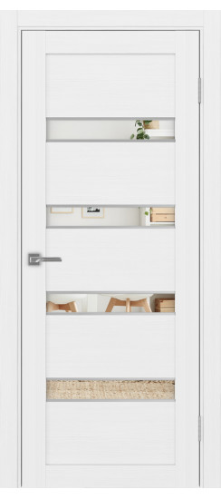 Межкомнатная дверь Турин_505AПC.12 молдинг алюм.хром.30  Белый лёд