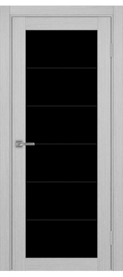 Межкомнатная дверь Турин_501АСС.2 молдинг алюм.чёрн.30  Дуб серый FL