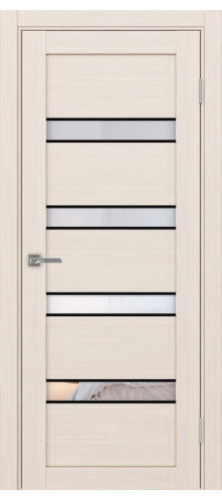 Межкомнатная дверь Турин_505AПC.12 молдинг алюм.чёрн.30  Ясень перламутровый