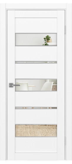 Межкомнатная дверь Турин_526АППmax.122 молдинг алюм.хром.40  Белый снежный