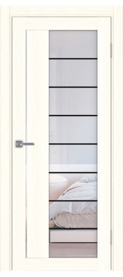 Межкомнатная дверь Турин_524АСС.22 молдинг алюм.чёрн.60  Ясень светлый