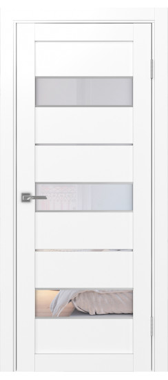 Межкомнатная дверь Турин_526АПС.122 молдинг алюм.хром.40  Белый снежный