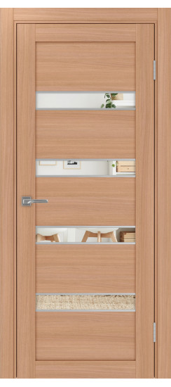 Межкомнатная дверь Турин_505AПC.12 молдинг алюм.хром.30  Ясень тёмный