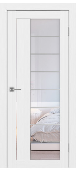 Межкомнатная дверь Турин_524АСС.22 молдинг алюм.хром.60  Белый лёд
