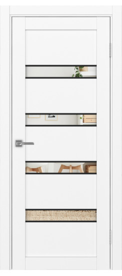 Межкомнатная дверь Турин_505AПC.12 молдинг алюм.чёрн.30  Белый снежный