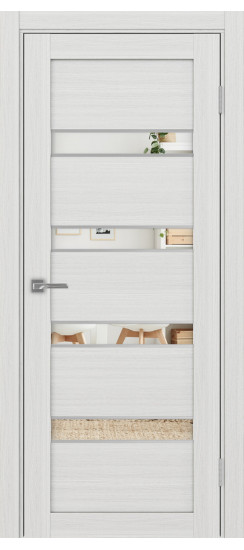 Межкомнатная дверь Турин_505AПC.12 молдинг алюм.хром.30  Ясень серебристый