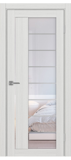 Межкомнатная дверь Турин_524АСС.22 молдинг алюм.хром.60  Ясень серебристый
