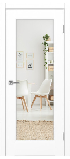 Межкомнатная дверь Турин_Neo_501.2.40  Белый снежный-Зеркало/Белый снежный Эко-шпон