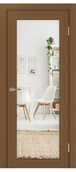 Парма_401.2.30  Орех NL-Зеркало/Орех Эко-шпон NL (стекло: Зеркало/Щит)