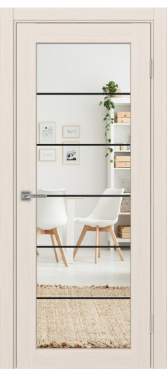 Парма_401АСС.2 молдинг алюм.чёрн.60  Ясень перламутровый (стекло: Зеркало/Зеркало)