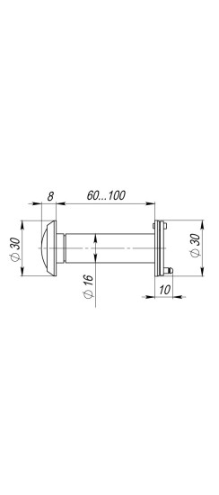 Глазок дверной, оптика стекло DV-PRO 3/100-60/BR (DVG3) GP золото