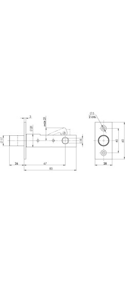 Задвижка врезная DB-PRO.867 (DB 867) CP (хром) 67мм