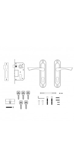 Замок цилиндровый в комплекте с ручкой LOCKSET15.CRONA.4061-3 (KIT P15 4061/3 CRONA) AB бронза