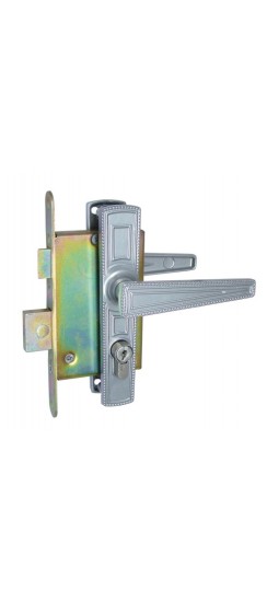 Замок врезной цилиндровый с защёлкой в комплекте с ручкой ЗВ4-3.01 (серебро), 4 кл.