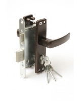 Замок врезной цилиндровый с защёлкой в комплекте с ручкой ЗВ4-3.04 (медь), 4 кл.