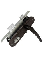 Замок врезной цилиндровый с защёлкой в комплекте с ручкой ЗВ4-70/07 (медь антик), 4 кл.