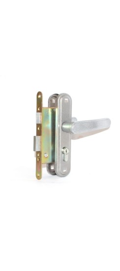 Замок врезной цилиндровый с защёлкой в комплекте с ручкой ЗВ4-3.03 (бриллиант), 4 кл.