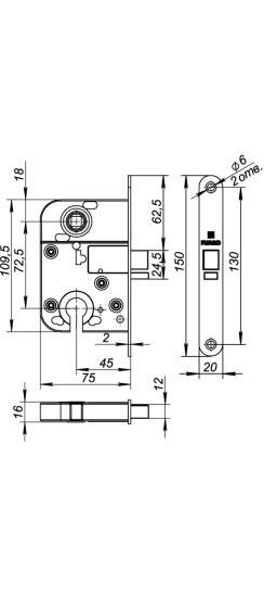 Корпус замка L.FIN2018/C (2018-CP) CP хром