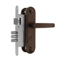 Замок врезной сувальдный с защёлкой в комплекте с ручкой ЗВ9.1-01 (медь), 3 кл.