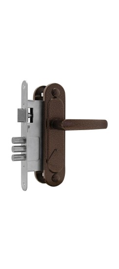 Замок врезной сувальдный с защёлкой в комплекте с ручкой ЗВ9.1-01 (медь), 3 кл.