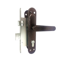 Замок врезной цилиндровый с защёлкой в комплекте с ручкой ЗВ4-72.03 (медь), 4 кл.