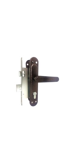 Замок врезной цилиндровый с защёлкой в комплекте с ручкой ЗВ4-72.03 (медь), 4 кл.