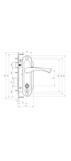 Замок врезной цилиндровый с защёлкой в комплекте с ручкой ЗВ7-70.4-02 (золото лак), 5 кл.