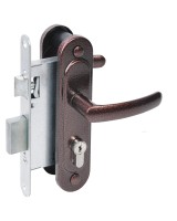 Замок врезной цилиндровый с защёлкой в комплекте с ручкой ЗВ4.2-08 (медь антик), 4 кл.