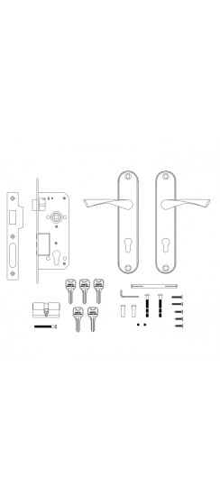 Замок цилиндровый в комплекте с ручкой LOCKSET90.CRONA.4585-3 (KIT P90 4585/3 CRONA) AB бронза