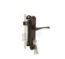 Замок врезной цилиндровый с защёлкой в комплекте с ручкой ЗВ4-85.3 (медь), 5 кл.