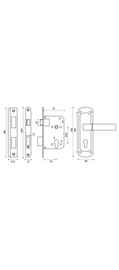 Корпус замка с ручкой LOCKSET25.ORION.5558-1 (KIT P25 5558 ORION) SN/CP мат.никель/хром