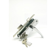 Замок врезной цилиндровый с защёлкой в комплекте с ручкой ЗВ7-70.4 (хром), 5 кл.