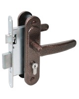 Замок врезной цилиндровый с защёлкой в комплекте с ручкой ЗВ4-3/03 (медь антик), 4 кл.