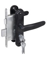 Замок врезной цилиндровый с защёлкой в комплекте с ручкой ЗВ4-3.03 (черный), 4 кл.