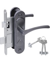 Замок врезной сувальдный с защёлкой в комплекте с ручкой ЗВ9.2-07 (серебро антик), 3 кл.