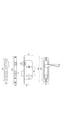 Замок цилиндровый в комплекте с ручкой LOCKSET16.CRONA.4070-1 (KIT P16 4070 CRONA) AB бронза