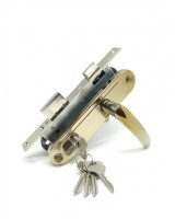 Замок врезной цилиндровый с защёлкой в комплекте с ручкой ЗВ7-70.4-02 (золото лак), 5 кл.