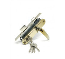 Замок врезной цилиндровый с защёлкой в комплекте с ручкой ЗВ7-70.4-02 (золото лак), 5 кл.