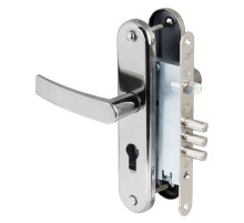 Корпус врезного замка с защёлкой в комплекте с ручкой ЗВ4-31/55 РФ55-022 (черн жемчуг) /78927/