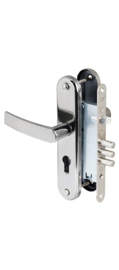 Корпус врезного замка с защёлкой в комплекте с ручкой ЗВ4-31/55 РФ55-022 (черн жемчуг) /78927/