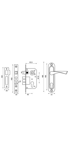 Замок цилиндровый в комплекте с ручкой LOCKSET15.CRONA.4061-3 (KIT P15 4061/3 CRONA) AB бронза