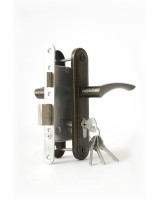 Замок врезной цилиндровый с защёлкой в комплекте с ручкой ЗВ4-3.07 (бронза), 4 кл.