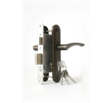 Замок врезной цилиндровый с защёлкой в комплекте с ручкой ЗВ4-3.07 (бронза), 4 кл.