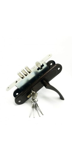 Корпус врезного замка с защелкой в комплекте с ручкой ЗВ4.009/17 (медь), 4 кл.