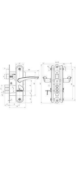 Замок врезной сувальдный с защёлкой в комплекте с ручкой ЗВ9-4-2 (бриллиант), 3кл.