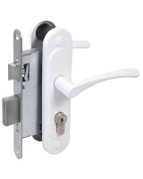 Замок врезной цилиндровый с защёлкой в комплекте с ручкой ЗВ4-3/07 (белый глянец), 4 кл.