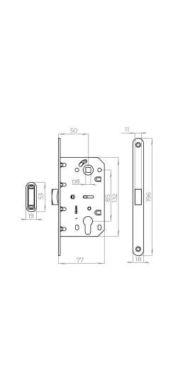 Корпус врезного замка с защелкой MAGNLN85-50 SN мат.никель