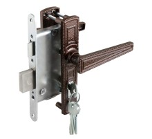 Замок врезной цилиндровый с защёлкой в комплекте с ручкой ЗВ4-3.01 (медь), 4 кл.