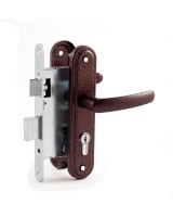 Замок врезной цилиндровый с защёлкой в комплекте с ручкой ЗВ4-3.08 (медь), 4 кл.